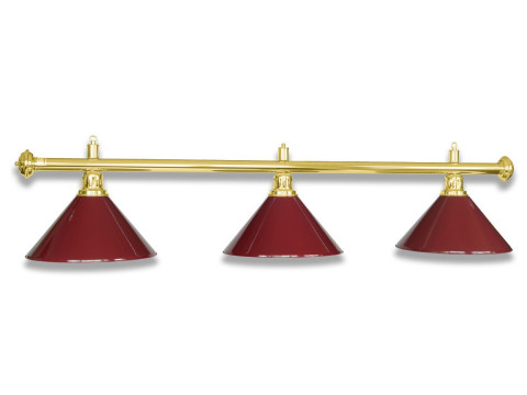 LAMPE MESSING MIT 3 SCHIRMEN BURGUNDY