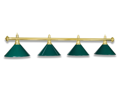 LAMPE DE BILLARD COULEUR LAITON AVEC 4 ABAT-JOUR VERT