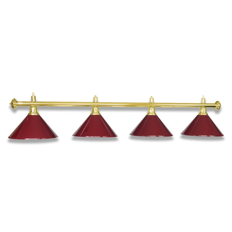 LAMPE MESSING MIT 4 SCHIRMEN BURGUNDY