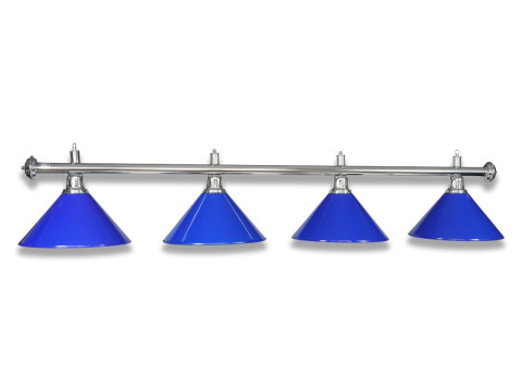LAMPE CHROMÉE AVEC 4 ABAT-JOUR BLEU