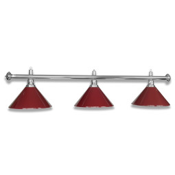 LAMPE DE BILLARD CHROMÉE AVEC 3 ABAT-JOUR - BORDEAUX