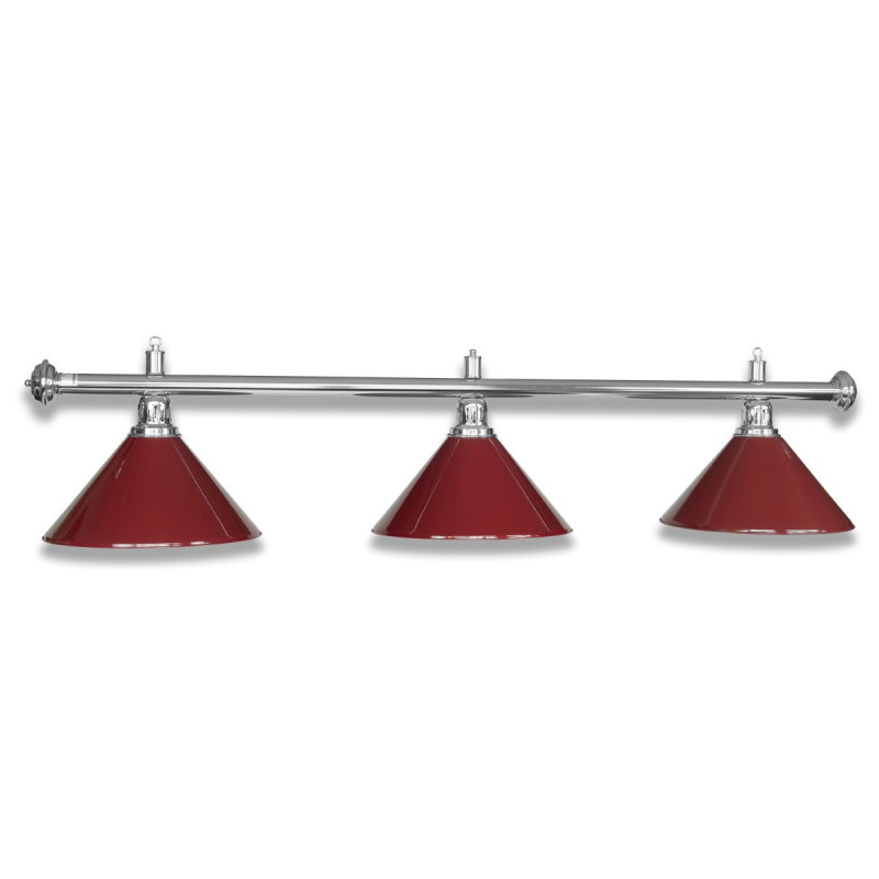 LAMPE CHROM MIT 3 SCHIRMEN BURGUNDY