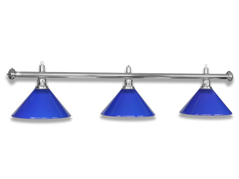 LAMPE CHROME AVEC 3 ABAT-JOUR BLEU