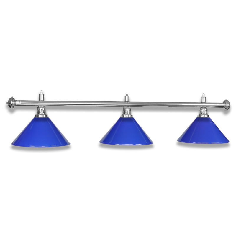 LAMPE CHROM MIT 3 SCHIRMEN BLAU