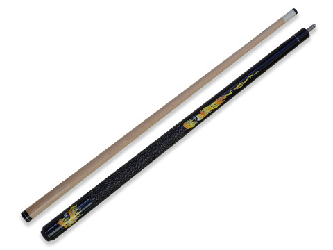 QUEUE DE BILLARD COURT "FLAMES" NOIRE. 123 CM.