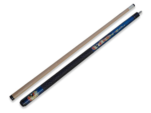 QUEUE DE BILLARD COURT "FLAMES" BLEUE 123 CM.