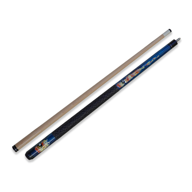 QUEUE DE BILLARD COURT "FLAMES" BLEUE 123 CM.