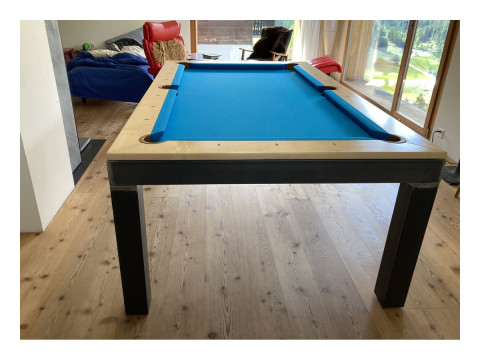 Billard und Esstisch AGATA 6' Stahl - Ahorn